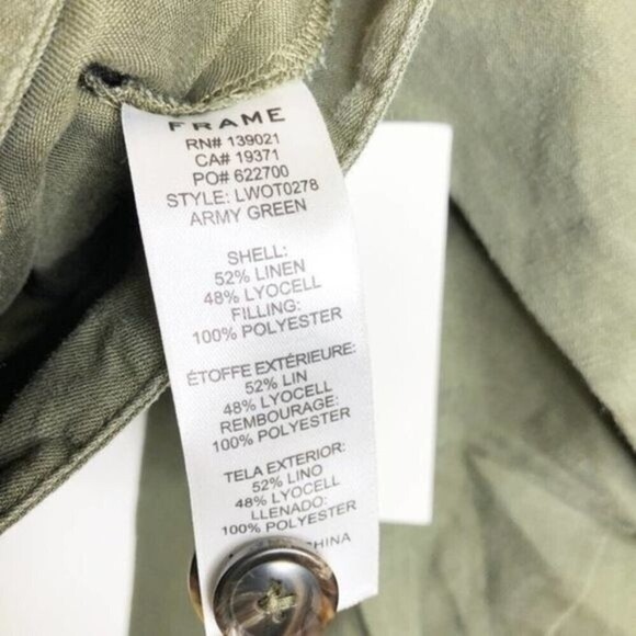 FRAME Military Green Linen Blend Jacket  - Picture 9 of 10